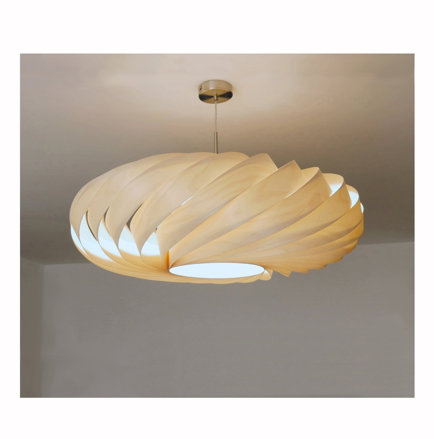 L06B, 60-70cm Handmade birch wood pendant lamp