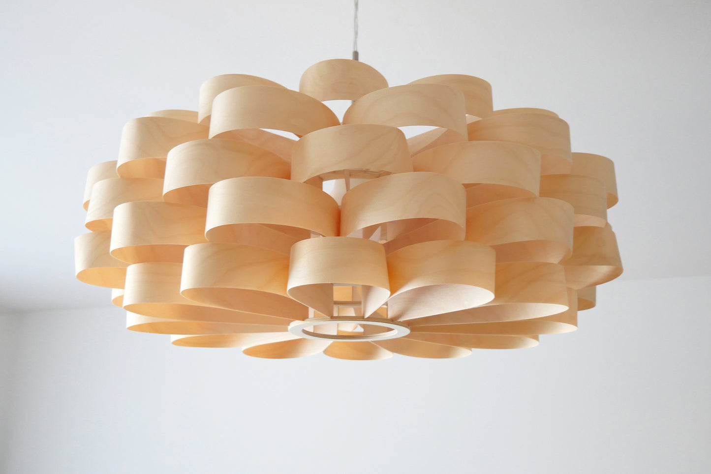 L09B, 60-70cm Handmade birch wood pendant lamp