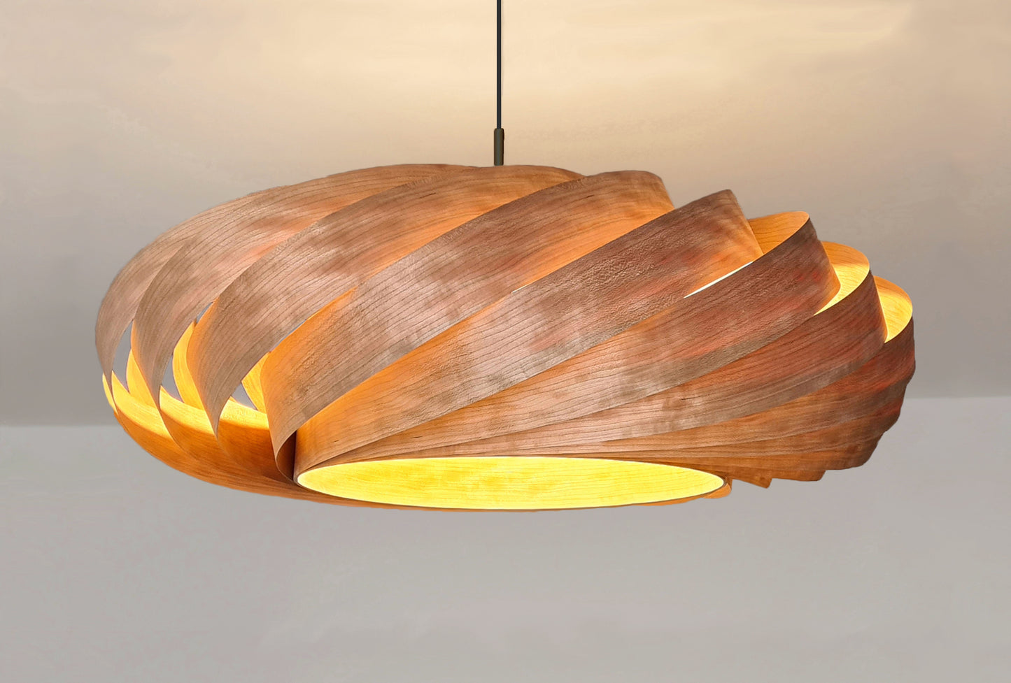 L06C, 70-80cm Handmade cherry wood pendant lamp