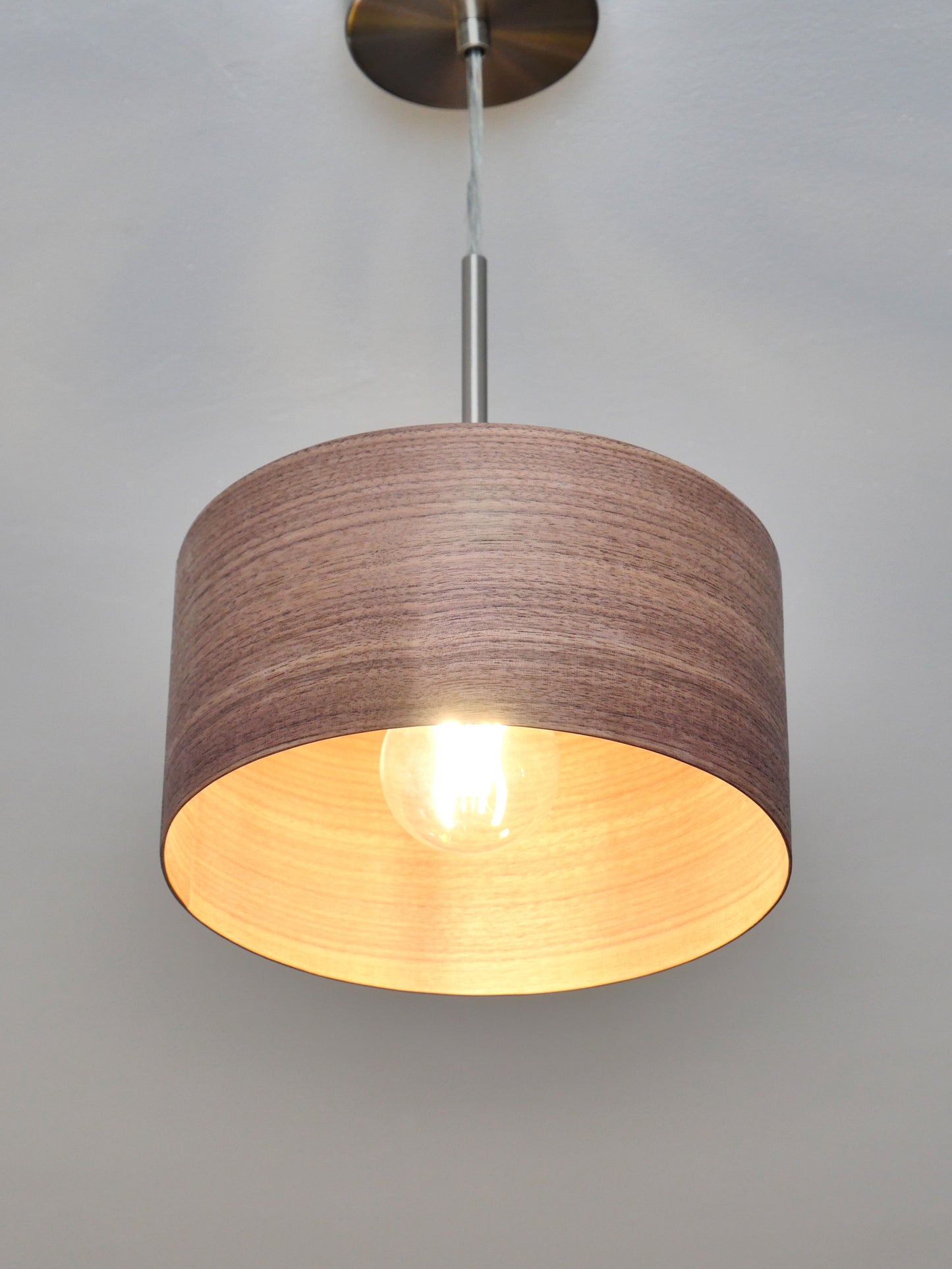 L24 O Handmade Walnut wood veneer pendant Lamp