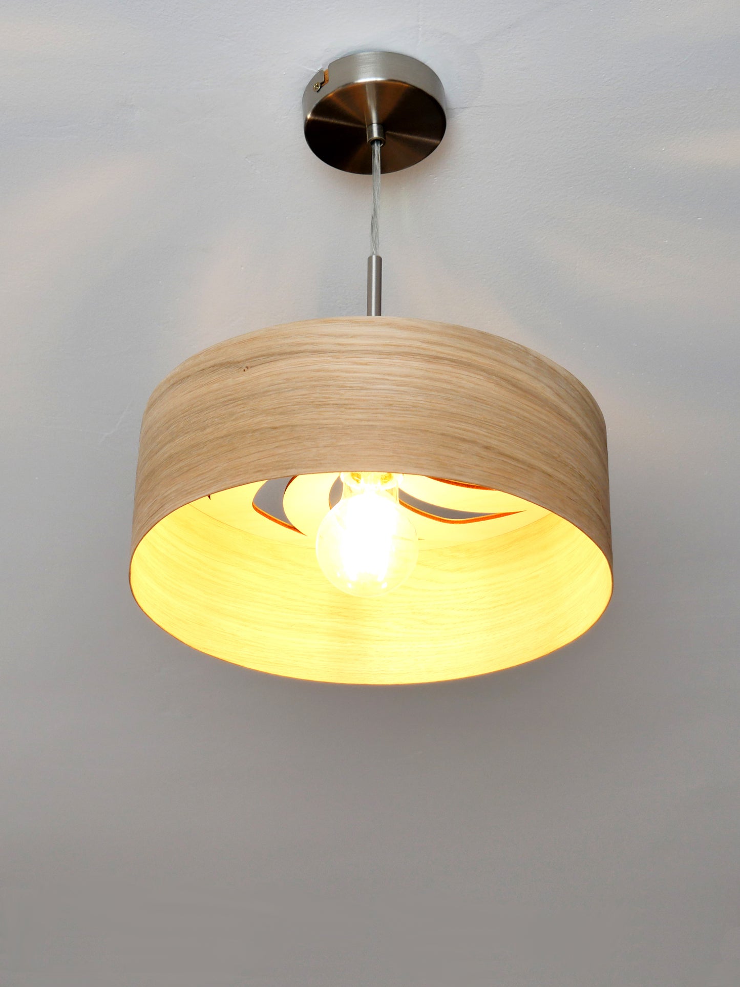 L24 D Handmade Oak wood veneer pendant Lamp