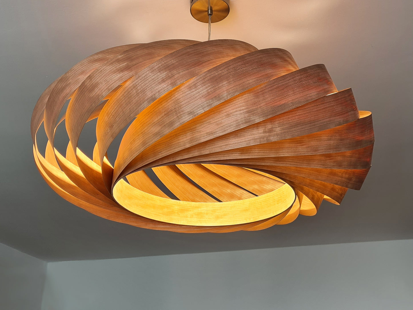 L06C, 70-80cm Handmade cherry wood pendant lamp