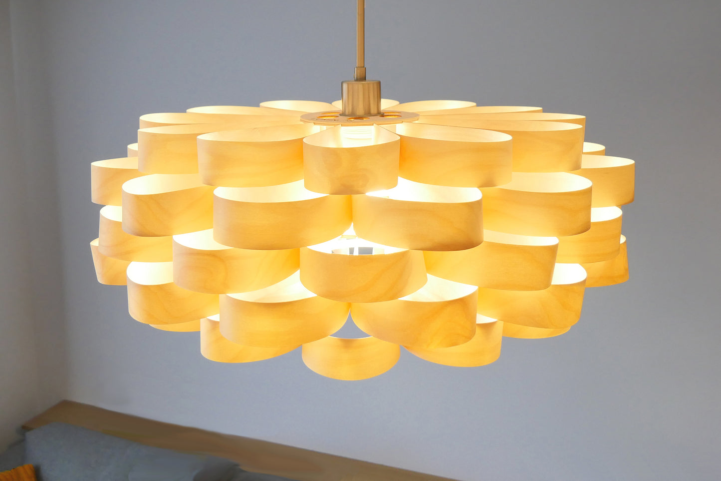 L09B, 60-70cm Handmade  birch wood pendant lamp