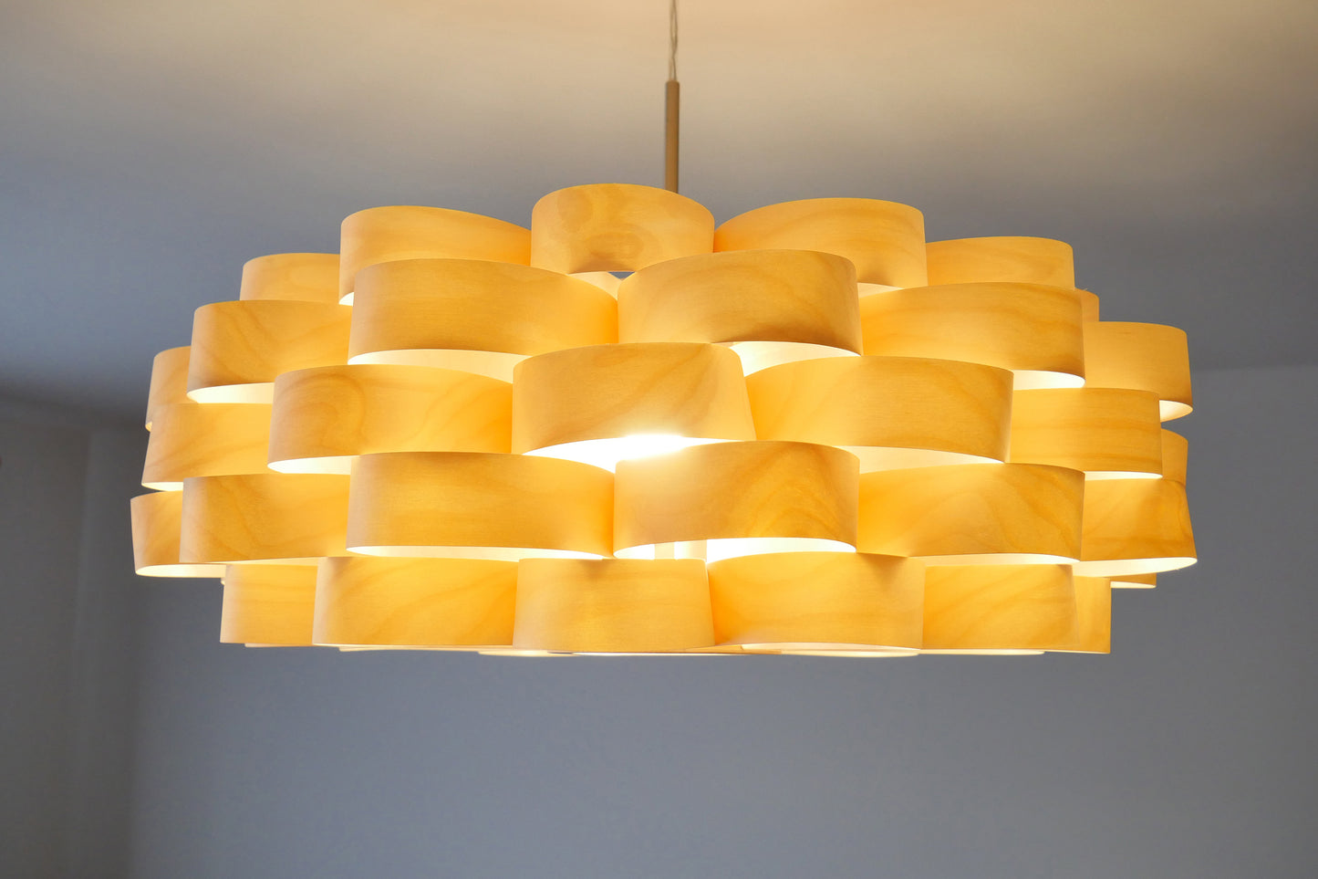 L09B, 60-70cm Handmade  birch wood pendant lamp