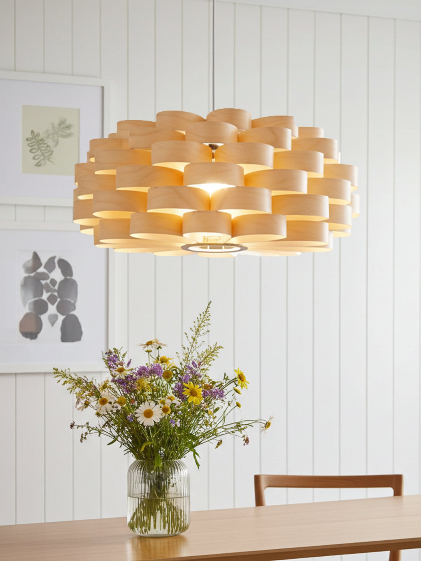 L09B, 60-70cm Handmade  birch wood pendant lamp