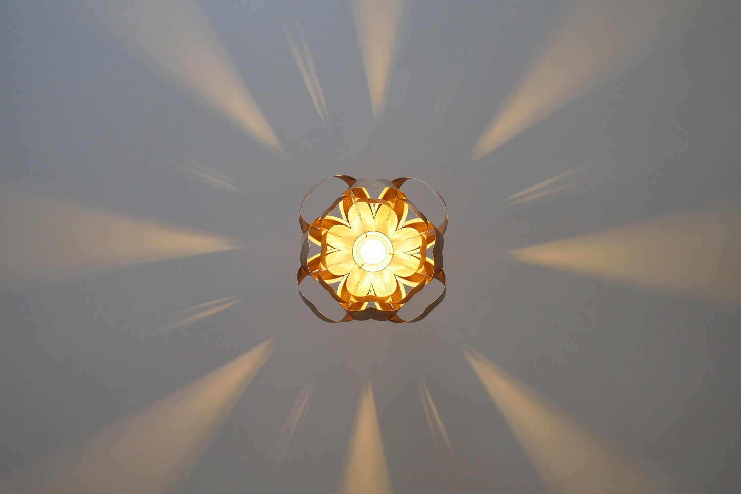 L18O, 50cm Handmade pendant lamp from walnut veneer.