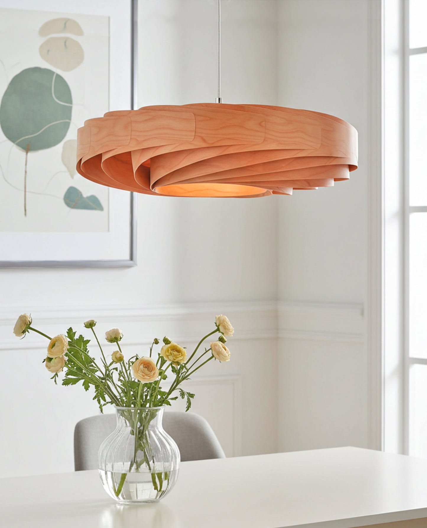 L21C, 70-80cm Handmade cherry wood pendant lamp