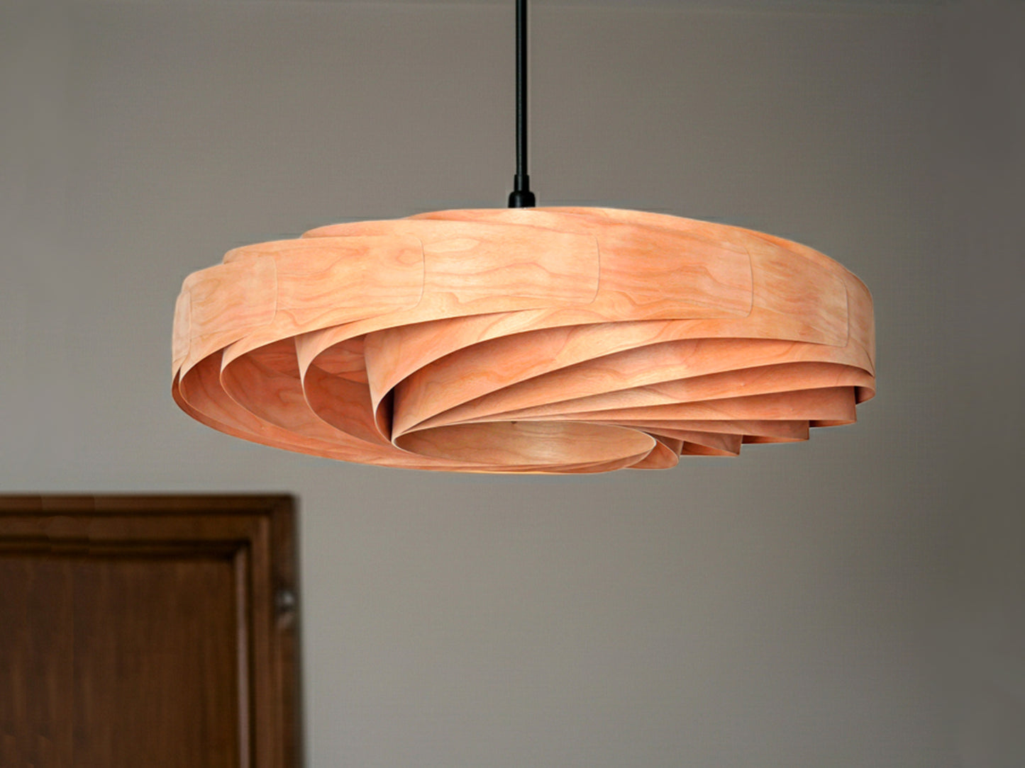 L21C, 70-80cm Handmade cherry wood pendant lamp