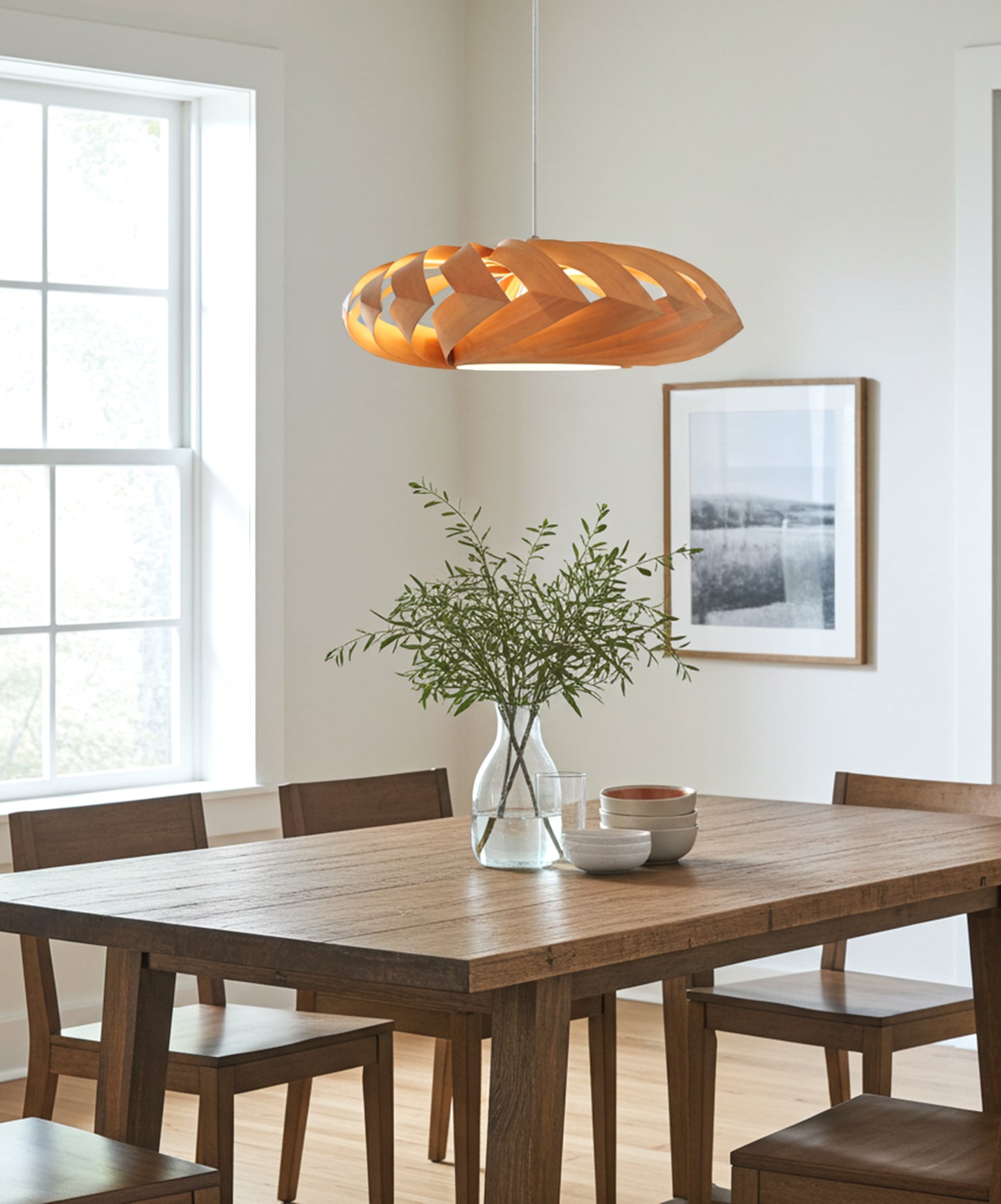 L22C, 70-80cm Handmade cherry wood pendant lamp