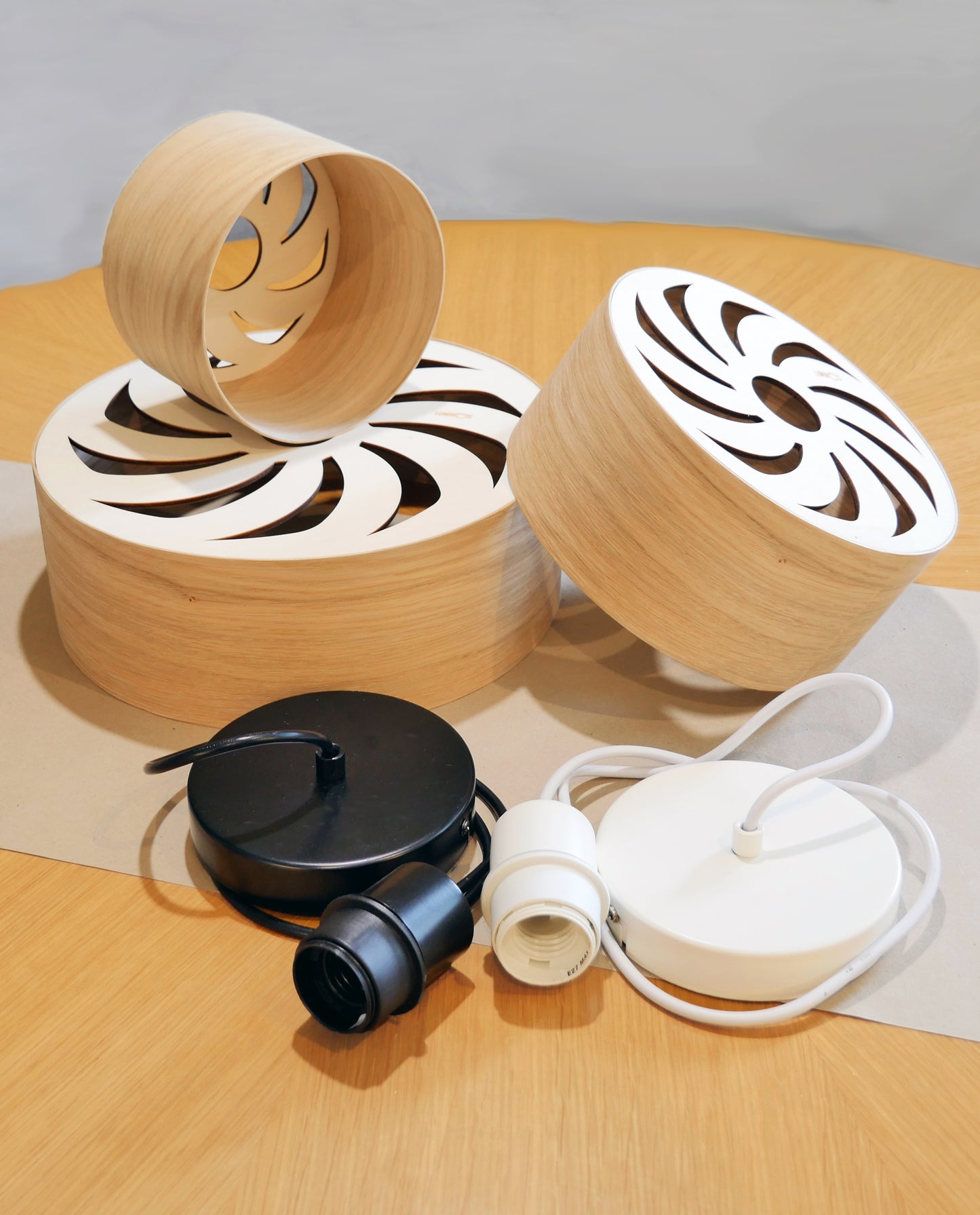 L24 D Handmade Oak wood veneer pendant Lamp