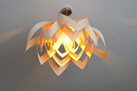 L18B, 70cm Handmade pendant lamp from birch veneer.