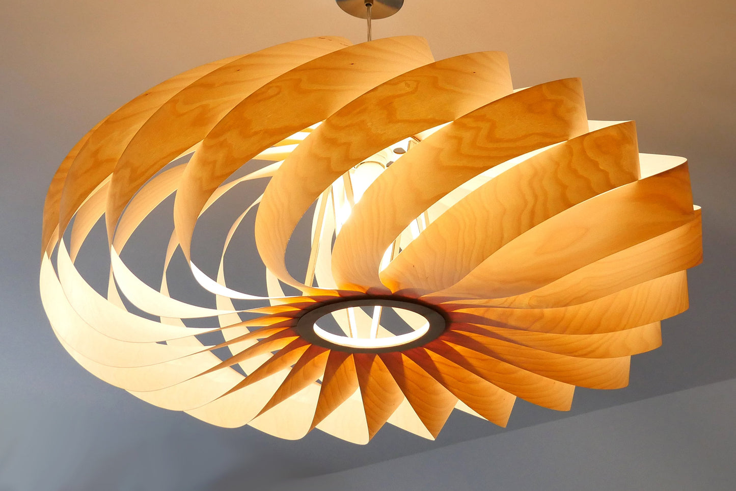 L14B, 80cm Handmade  birch wood pendant lamp