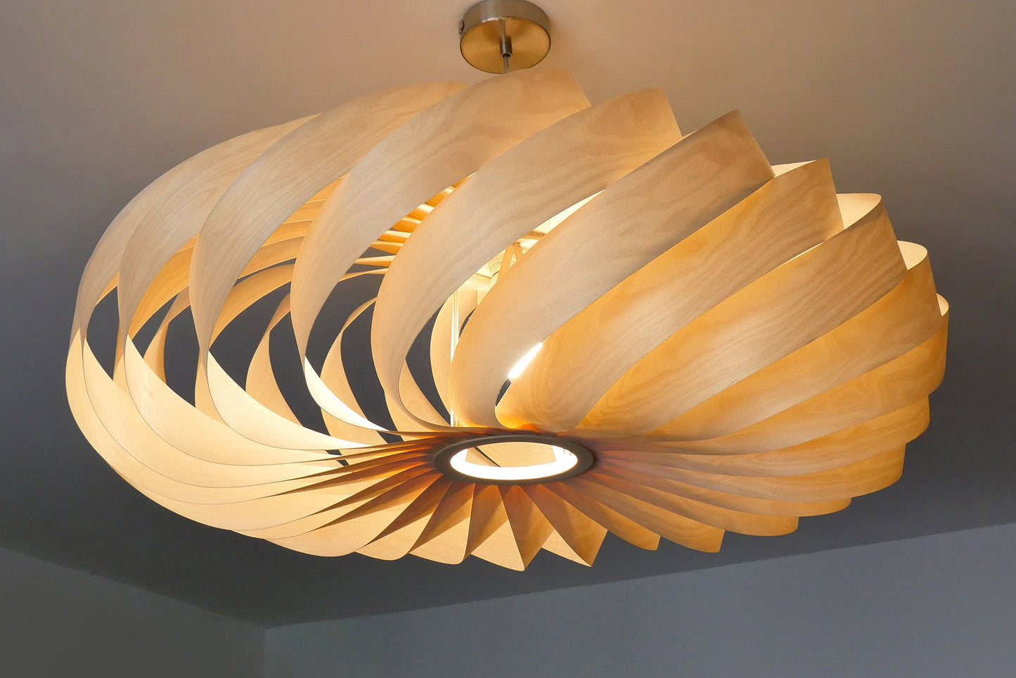 L14B, 80cm Handmade  birch wood pendant lamp