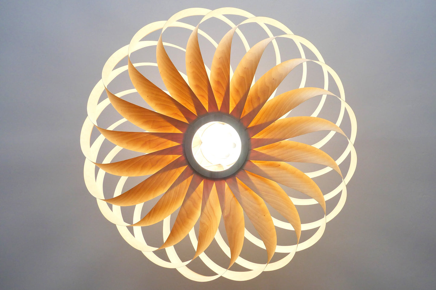 L14B, 80cm Handmade  birch wood pendant lamp